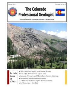SpringVolume 36, No. 2 American Institute of Professional Geologists –Colorado Section