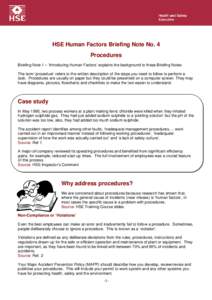 HSE Human Factors Briefing Note No 4 - Procedures