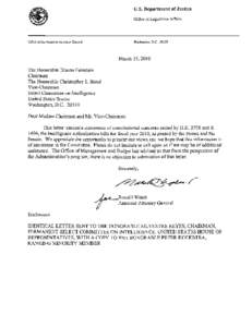 Ltr to Feinstein and Bond re HR2701 - S1494 Intelligence Authorization Bills for FY 2010