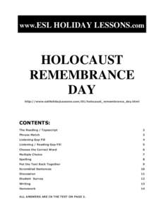 www.ESL HOLIDAY LESSONS.com  HOLOCAUST REMEMBRANCE DAY http://www.eslHolidayLessons.com/01/holocaust_remembrance_day.html
