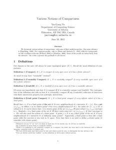 Various Notions of Compactness Yao-Liang Yu Department of Computing Science