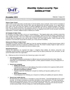 Monthly Cybersecurity Tips NEWSLETTER December 2012 Volume 7, Issue 12