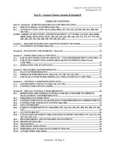Contract No. DE-AC52-07NA27344 Modfication No.:521 Part II – Contract Clauses, Sections B through H TABLE OF CONTENTS Part II - Section B - SUPPLIES OR SERVICES AND PRICES/COSTS ........................................