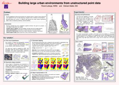 Building large urban environments from unstructured point data Florent Lafarge, INRIA and Clément Mallet, IGN  Experiments