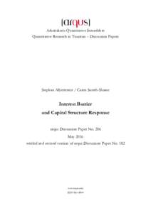 Arbeitskreis Quantitative Steuerlehre Quantitative Research in Taxation – Discussion Papers Stephan Alberternst / Caren Sureth-Sloane  Interest Barrier