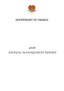 DEPARTMENT OF FINANCEANNUAL MANAGEMENT REPORT  CONTENTS