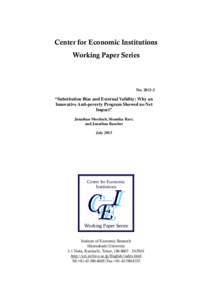 Center for Economic Institutions Working Paper Series No  “Substitution Bias and External Validity: Why an