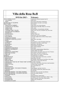 Villa della Rosa B&B DVD list 399