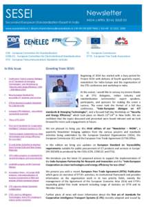 SESEI  Newsletter INDIA |APRIL 2014| ISSUE 03  Seconded European Standardization Expert in India