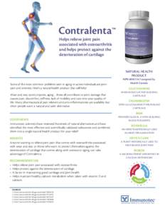 Contralenta™ Helps relieve joint pain associated with osteoarthritis and helps protect against the deterioration of cartilage