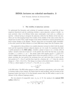 ISIMA lectures on celestial mechanics. 3 Scott Tremaine, Institute for Advanced Study July.