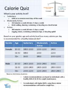 What is your activity level? o Sedentary: o
