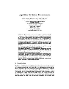 Algorithms for Guided Tree Automata Morten Biehl1 , Nils Klarlund2 , and Theis Rauhe1 1 BRICS, Department of Computer Science, University of Aarhus,