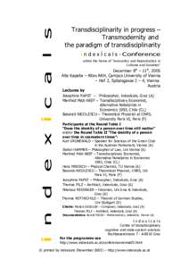 s l Transdisciplinarity in progress – Transmodernity and the paradigm of transdisciplinarity
