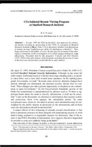 Journal of Scientijc Exploration, Vol. 10, No. 1, pp[removed], [removed]10196 O 1996 Society for Scientific Exploration  CIA-Initiated Remote Viewing Program