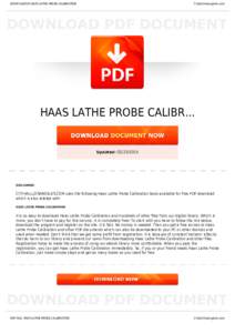 BOOKS ABOUT HAAS LATHE PROBE CALIBRATION  Cityhalllosangeles.com HAAS LATHE PROBE CALIBR...
