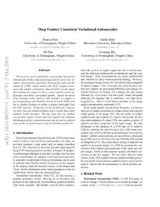 arXiv:1610.00291v1 [cs.CV] 2 OctDeep Feature Consistent Variational Autoencoder Xianxu Hou University of Nottingham, Ningbo China