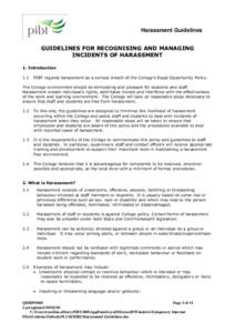 PIBT Harassment Guidelines
