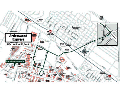 Ardenwood Express shuttle route map - effective June 23, 2014
