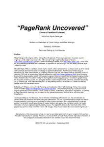 “PageRank Uncovered” Formerly PageRank Explained ©2002 All Rights Reserved