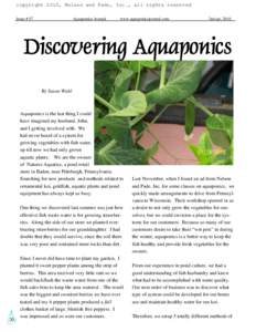 copyright 2010, Nelson and Pade, Inc., all rights reserved Issue # 57 Aquaponics Journal  www.aquaponicsjournal.com
