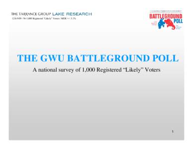 N=1,000 Registered “Likely” Voters / MOE +/- 3.1%  THE GWU BATTLEGROUND POLL A national survey of 1,000 Registered “Likely” Voters  1