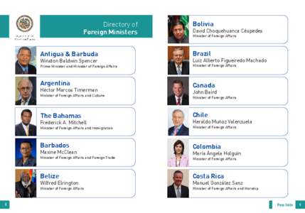 Directory of Foreign Ministers David Choquehuanca Céspedes Minister of Foreign Affairs