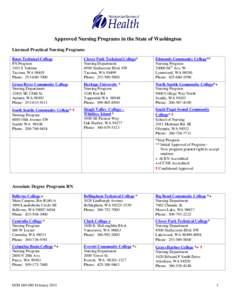 2015 Approved Nursing Programs in Washington State