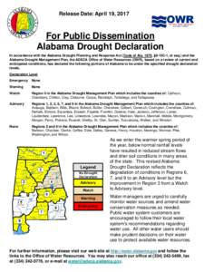 For Public Dissemination Drought Advisory Declaration