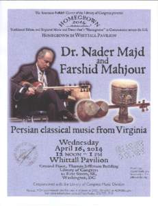 Dr. Nader Majd and Farshid Mahjour Persian Classical Music from Virginia, 2014