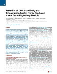 Evolution of DNA Specificity in a Transcription Factor Family Produced a New Gene Regulatory Module Alesia N. McKeown,1,4 Jamie T. Bridgham,1,4 Dave W. Anderson,1 Michael N. Murphy,3 Eric A. Ortlund,3 and Joseph W. Thorn