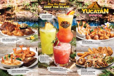 Buy the Drink  KEEP THE GLASS ON DRINKS PURCHASED IN GLASSES WITH RAINFOREST CAFE LOGO.  Cancun Cooler