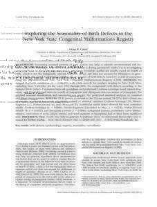 Exploring the seasonality of birth defects in the New York State Congenital Malformations Registry
