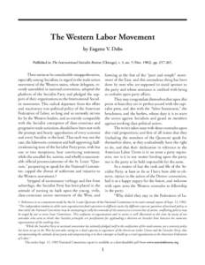 Debs: The Western Labor Movement [NovThe Western Labor Movement by Eugene V. Debs