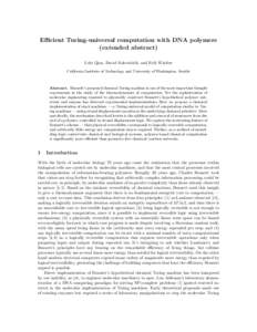 Applied mathematics / Computability theory / Formal methods / Chemical engineering / Turing machine / Chemical reaction / DNA computing / DNA / Entropy / Models of computation / Chemistry / Theoretical computer science