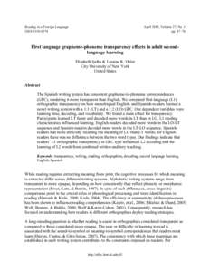 First language grapheme-phoneme transparency effects in adult second-language learning