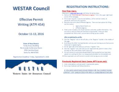WESTAR Council Effective Permit Writing (ATPI 454) October 11-13, 2016  REGISTRATION INSTRUCTIONS: