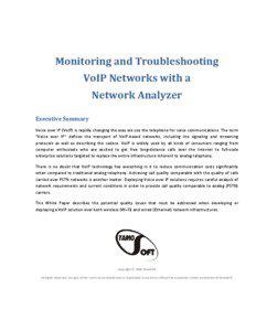 Monitoring and Troubleshooting VoIP Networks With a Network Analyzer