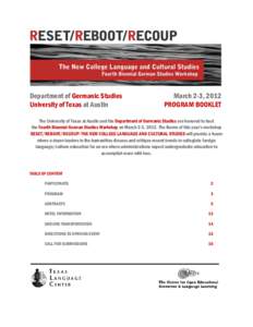 Department of Germanic Studies University of Texas at Austin March 2-3, 2012 PROGRAM BOOKLET