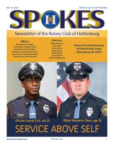 MAY 19, 2015  ROTARY CLUB OF HATTIESBURG Oﬃcers Wes Brooks, President
