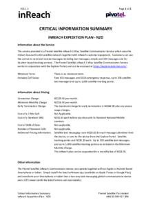 Page 1 of 2  2015_5 CRITICAL INFORMATION SUMMARY INREACH EXPEDITION PLAN - NZD