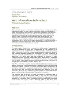 JOURNAL OF INFORMATION ARCHITECTURE | VOLUME 3 ISSUE 1  PEER-REVIEWED PAPER Sally Burford University of Canberra