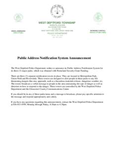 Public Address Notification System Announcement