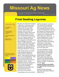 Missouri Ag News A Publication of University of Missouri Extension - Southeast Region V o l u m e 5 ,
