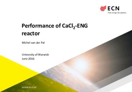 Performance of CaCl2-ENG reactor Michel van der Pal University of Warwick June 2016