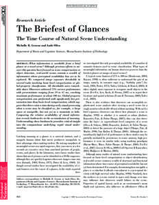 P SY CH OL OG I C AL S CIE N CE  Research Article The Briefest of Glances The Time Course of Natural Scene Understanding