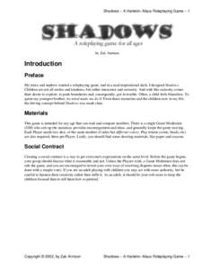 Shadows − A Harlekin−Maus Roleplaying Game − 1  by Zak Arntson
