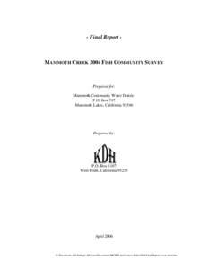 - Final Report -  MAMMOTH CREEK 2004 FISH COMMUNITY SURVEY Prepared for: Mammoth Community Water District