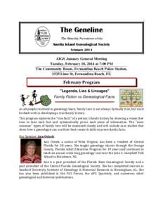 The Geneline The Monthly Newsletter of the Amelia Island Genealogical Society February 2014