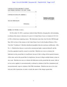Case 1:10-cr[removed]KMW Document 39  Filed[removed]Page 1 of 27 UNITED STATES DISTRICT COURT SOUTHERN DISTRICT OF NEW YORK